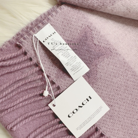 NWT Coach Stars And Hearts Print Muffler Wool Scarf Jasmine Purple CU810 RARE - Picture 3 of 4